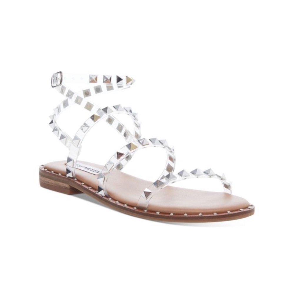 Steve Madden Travel Clear Studded Gladiator Sandels Size 6
